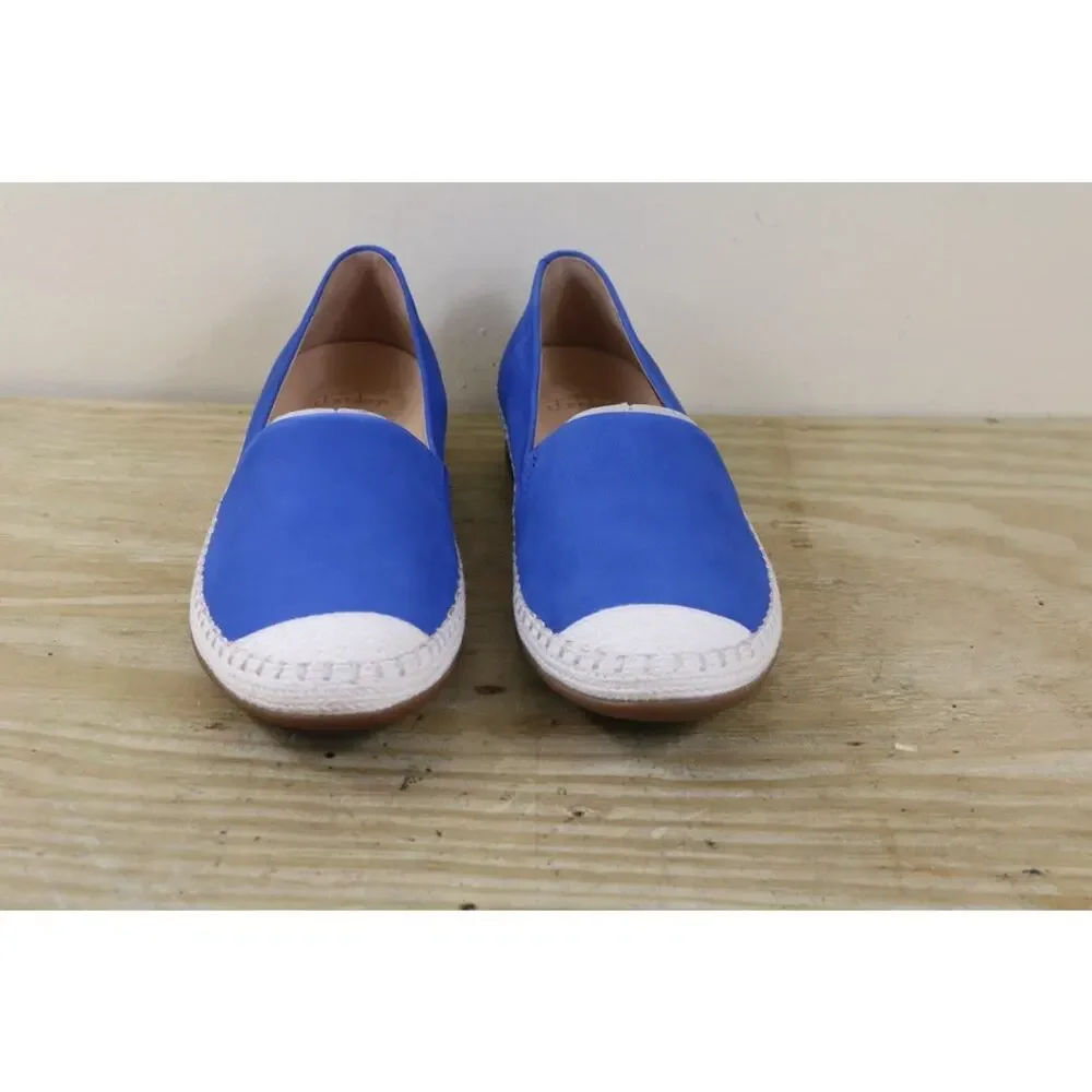 Dansko Espadrilles Sandals 6 Blue Leather Lesley Slip On Loafers Shoes New